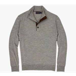 Polo Golf Ralph Lauren Merino Wool Button Mockneck Gray Mens Golf Sweater Size L